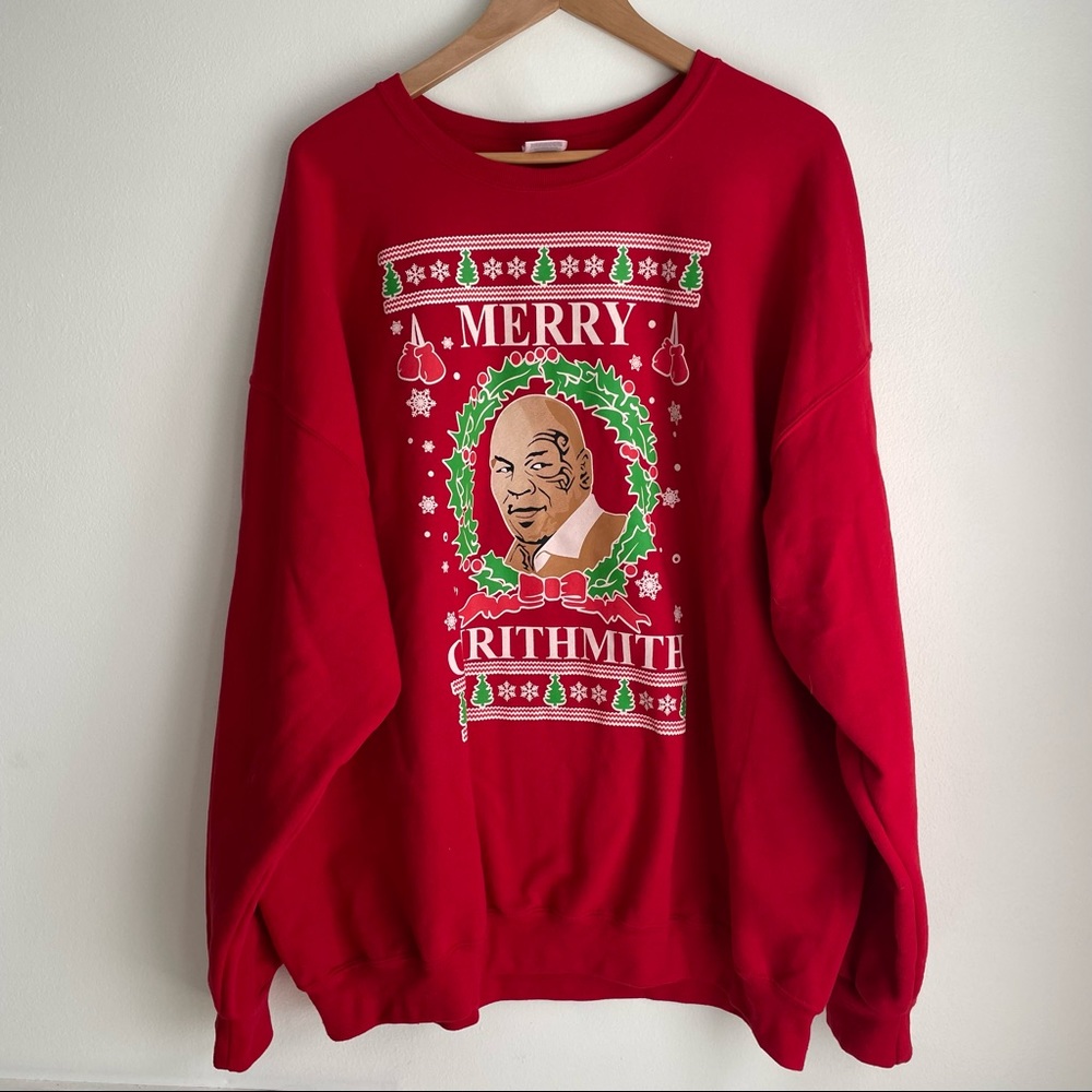 Jerzees Ugly Christmas Sweater Mike Tyson